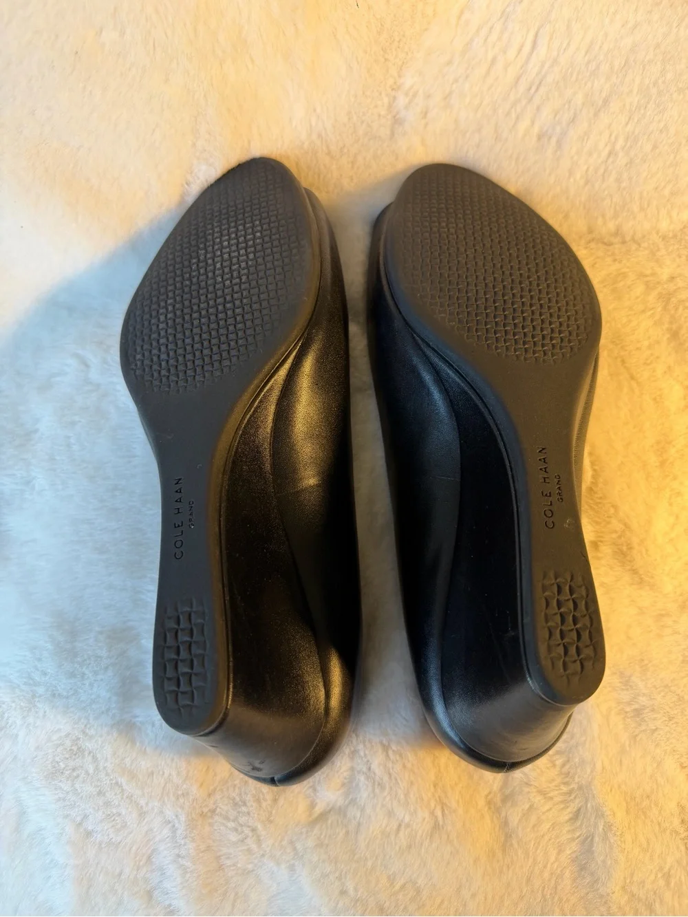 Cole Haan Classic Black Peep-Toe Wedge Pumps Size 7.5